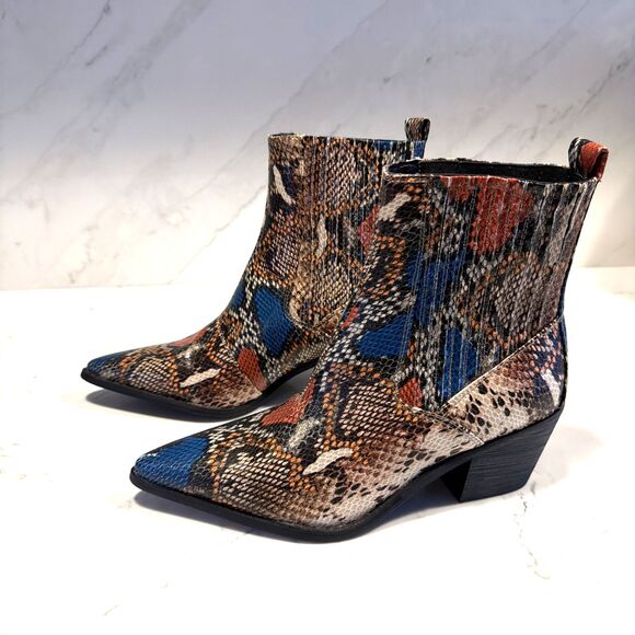 Raid Rocco-1 Multi Crocodile Embossed Pointed-Toe Ankle Boots 7.5 NWOB - Picture 7 of 8